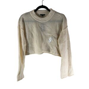 Wild Fable Womens Off-White Ivory Cropped Knit Sweater Size M